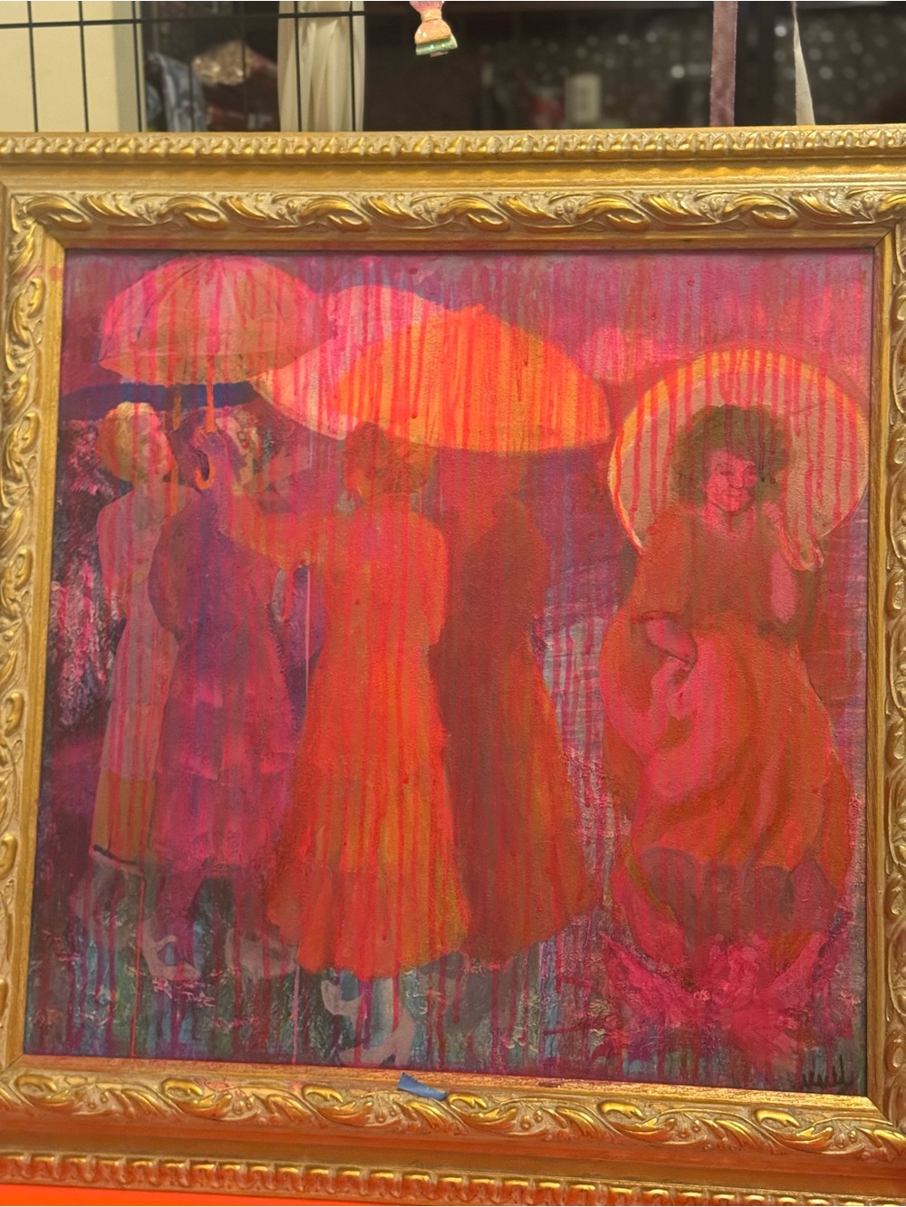 One of a kind Red and Pink Parasol Women Art Print
